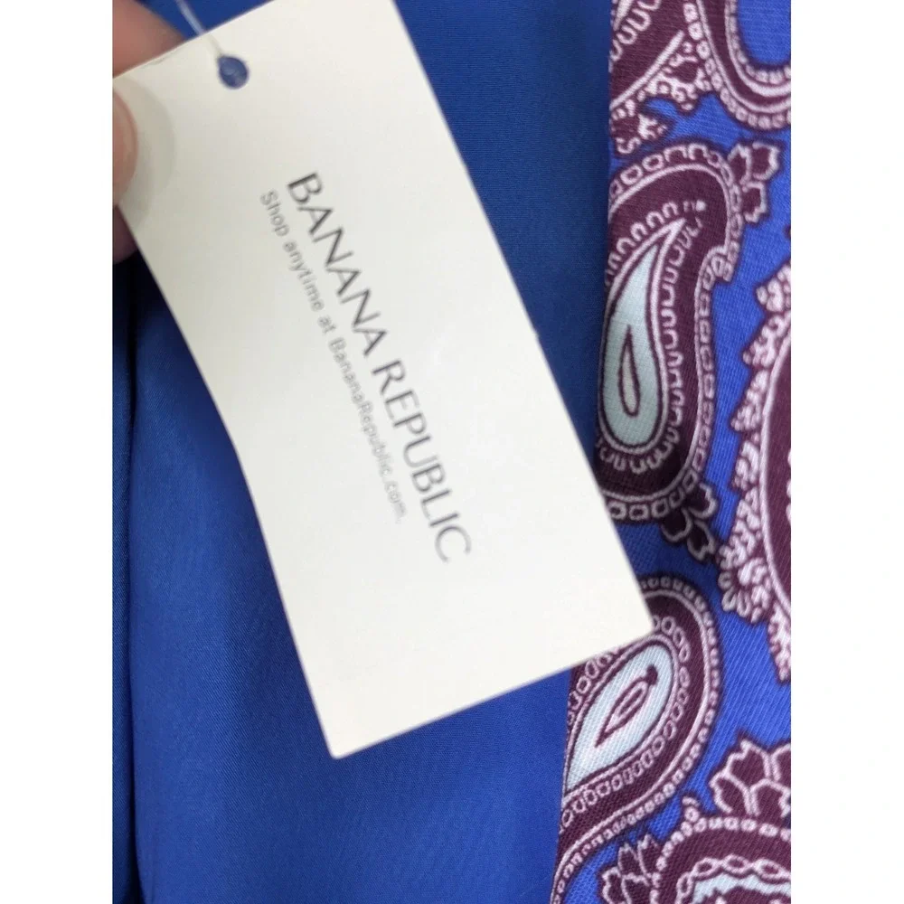 Banana Republic Womens Blazer 8 NWT $178 Rayon Linen Blue Paisley Single Button